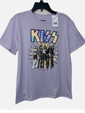 Epic KISS Band T Shirt Jrs Large Purple Rock Band Graphic Tee NEW